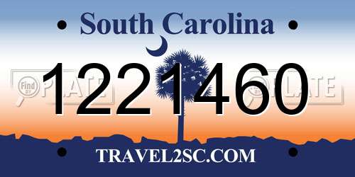 1221460 South Carolina License Plate