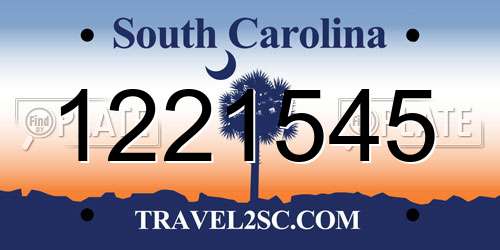 1221545 South Carolina License Plate