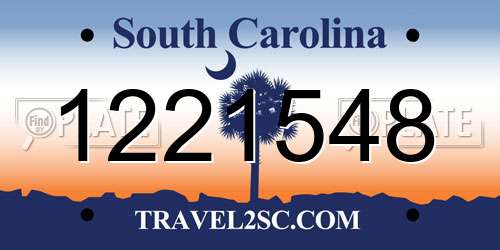1221548 South Carolina License Plate
