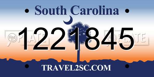 1221845 South Carolina License Plate