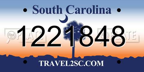1221848 South Carolina License Plate