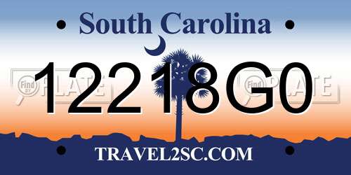 12218G0 South Carolina License Plate
