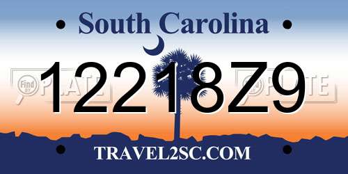 12218Z9 South Carolina License Plate