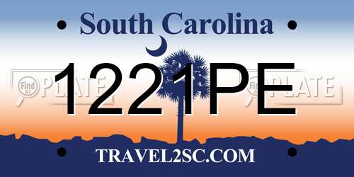 1221PE South Carolina License Plate