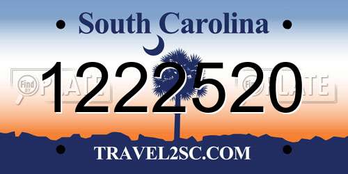 1222520 South Carolina License Plate