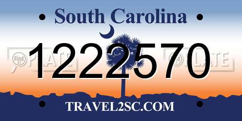 1222570 South Carolina License Plate