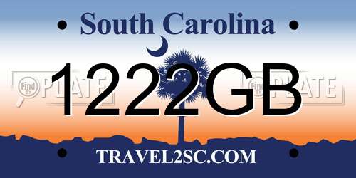 1222GB South Carolina License Plate