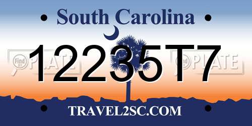 12235T7 South Carolina License Plate