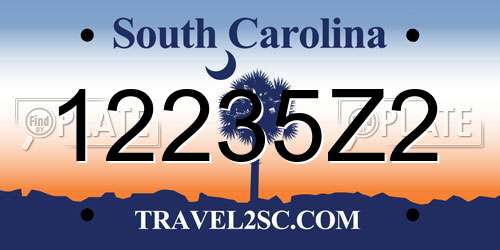 12235Z2 South Carolina License Plate