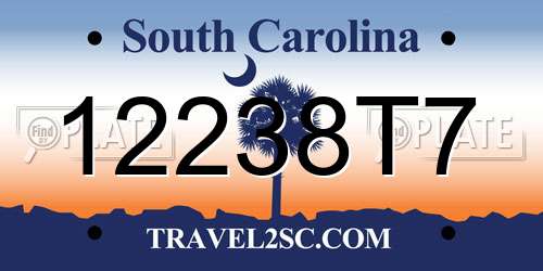 12238T7 South Carolina License Plate