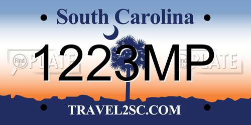 1223MP South Carolina License Plate