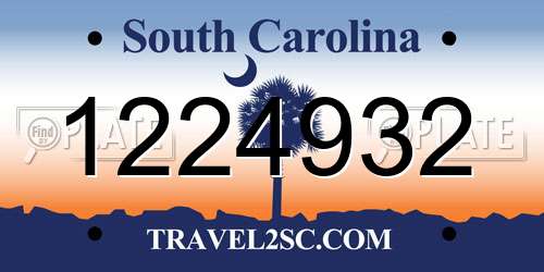 1224932 South Carolina License Plate