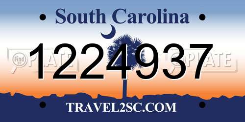 1224937 South Carolina License Plate