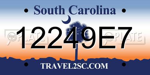 12249E7 South Carolina License Plate