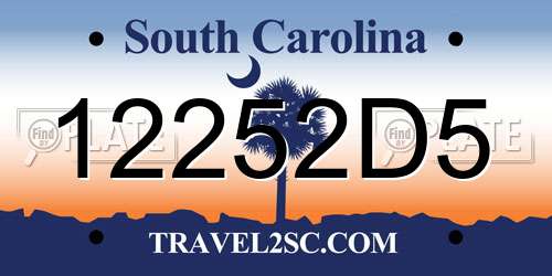 12252D5 South Carolina License Plate