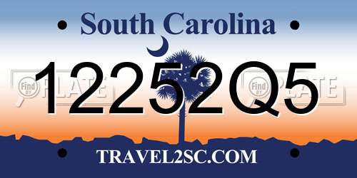 12252Q5 South Carolina License Plate
