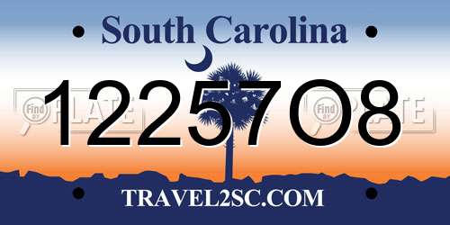 12257O8 South Carolina License Plate