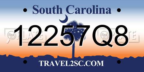 12257Q8 South Carolina License Plate