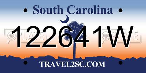 122641W South Carolina License Plate