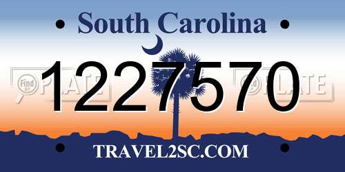 1227570 South Carolina License Plate