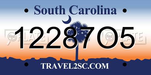 12287O5 South Carolina License Plate