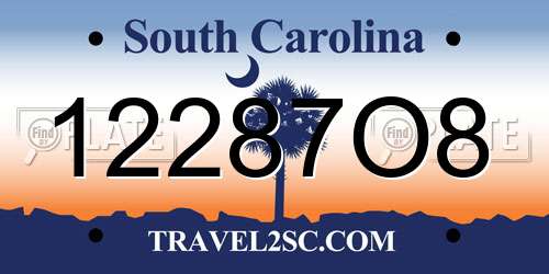 12287O8 South Carolina License Plate