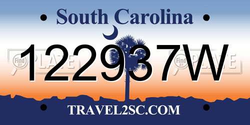 122937W South Carolina License Plate