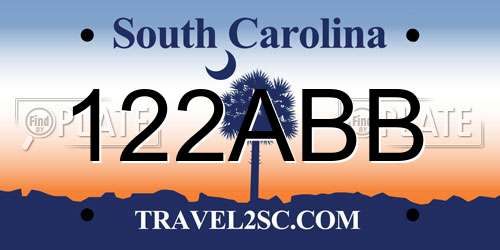 122ABB South Carolina License Plate