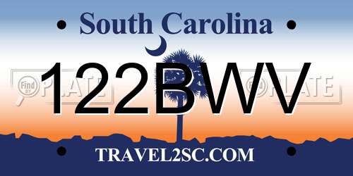 122BWV South Carolina License Plate