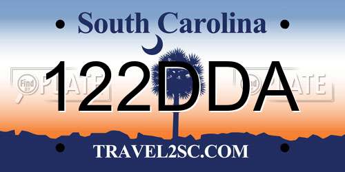 122DDA South Carolina License Plate