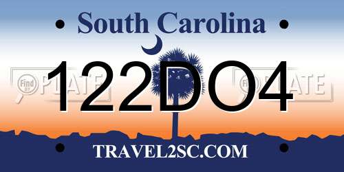 122DO4 South Carolina License Plate