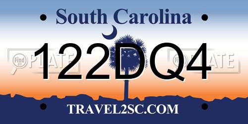 122DQ4 South Carolina License Plate
