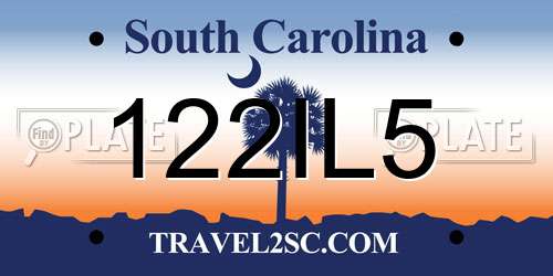 122IL5 South Carolina License Plate