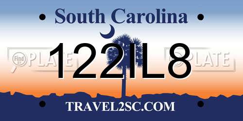 122IL8 South Carolina License Plate
