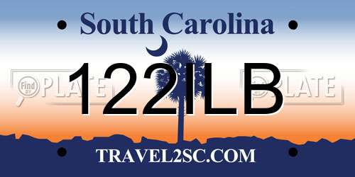 122ILB South Carolina License Plate