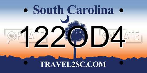 122OD4 South Carolina License Plate