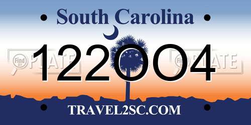 122OO4 South Carolina License Plate