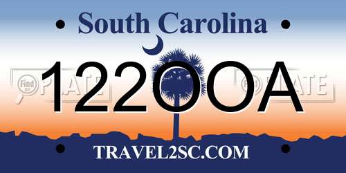 122OOA South Carolina License Plate