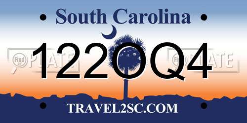 122OQ4 South Carolina License Plate
