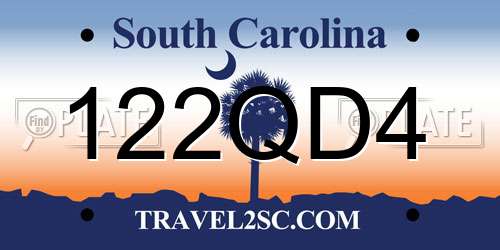 122QD4 South Carolina License Plate