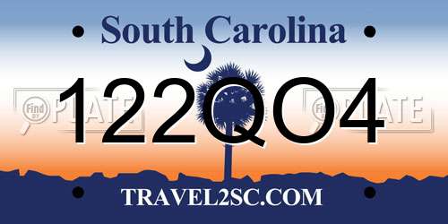 122QO4 South Carolina License Plate