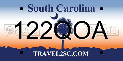 122QOA South Carolina License Plate