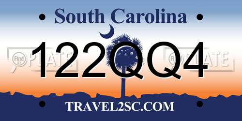 122QQ4 South Carolina License Plate