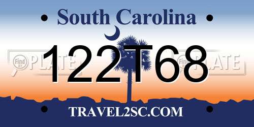 122T68 South Carolina License Plate
