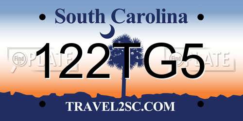 122TG5 South Carolina License Plate