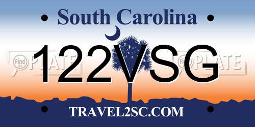 122VSG South Carolina License Plate