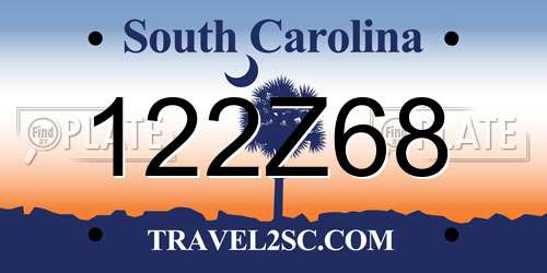 122Z68 South Carolina License Plate