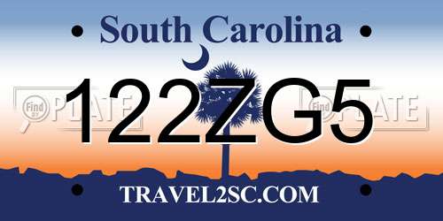 122ZG5 South Carolina License Plate