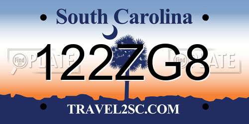 122ZG8 South Carolina License Plate