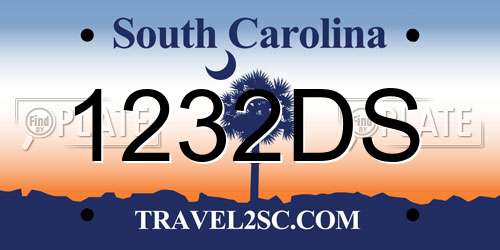 1232DS South Carolina License Plate